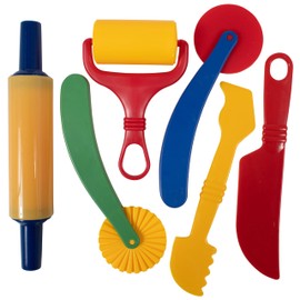 READY 2 LEARN Dough Tools | Set of 6 | Playdough Tool Set | Roll, Cut, Mold and Flatten | Art Supplies for Toddler Crafts