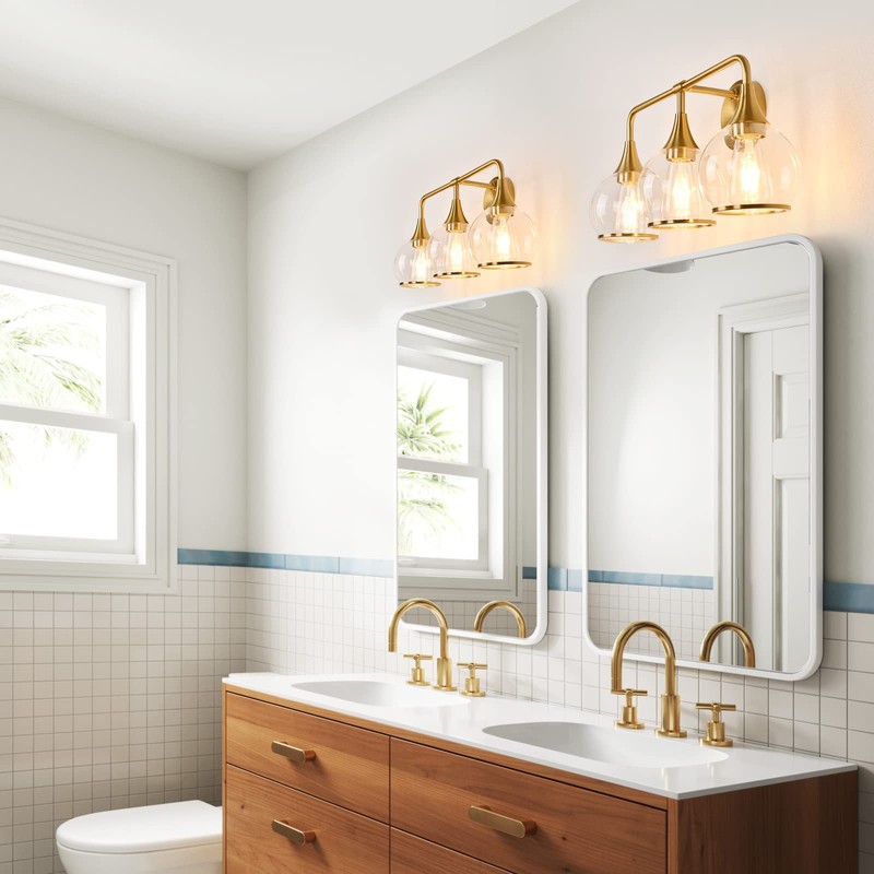 HAHZT Gold Bathroom Vanity Light 3-Lights Bathroom Light Fixtures Over