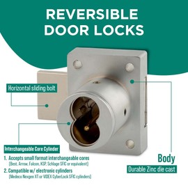 Olympus Lock 721DR 1-1/4” Deadbolt Cabinet Door Lock | Grade 1 SFIC Deadbolt Lock | Interchangeable Core Deadbolt | Optional Key Retaining Door Locks & Drawer Lock