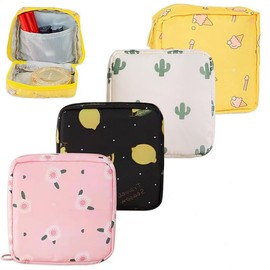 Linyongc 4Pcs Sanitary Napkin Storage Bags, Period Bags with Zipper, Portable & Simple Design, Multi-functional Period Pad Pouch for Women