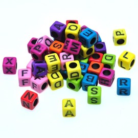 RK Beauty 390 pcs Cube Square Acrylic Alphabet Letter Beads 15 of Each A-Z 6mm for Charm Beading Art & Craft Bracelets