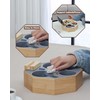 Hitseon Couch Cup Holder Tray, Octagonal Silicone Bamboo Sofa Cup