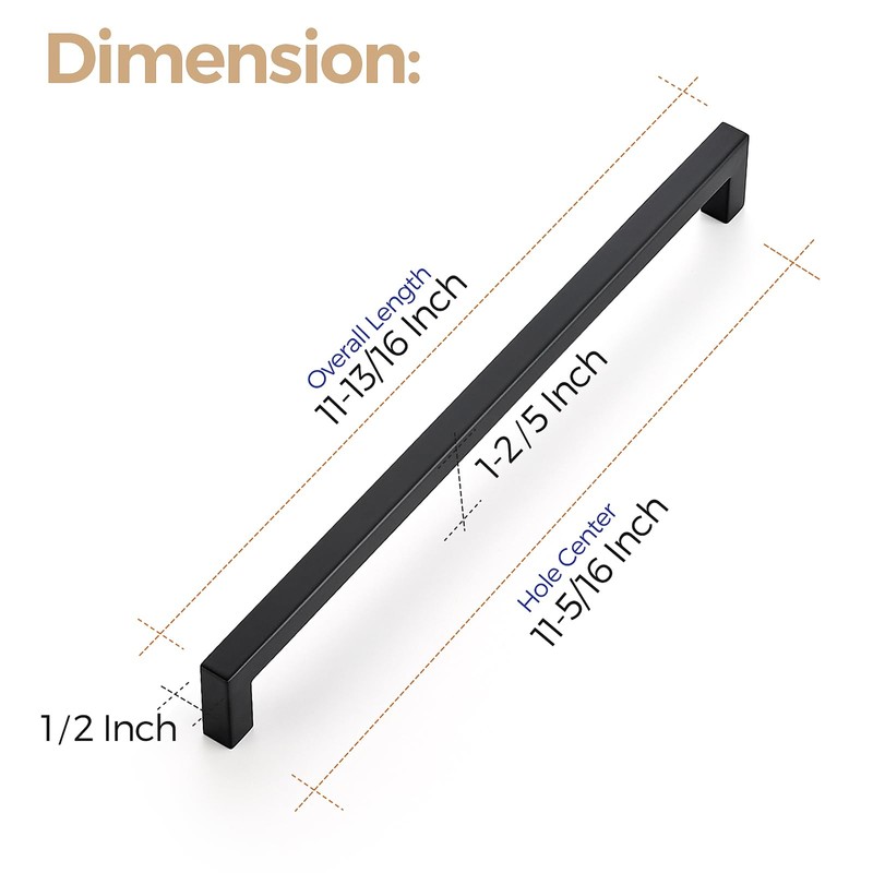 Ravinte 20 Pack 11-5/16 Inch Kitchen Square Cabinet Handles Matte