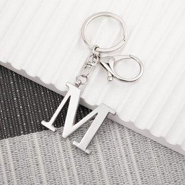 LAXPICOL Silver Keychain Letter M Keychains for Women Men Bag Charms Purse Charms For Handbags Metal Alphabet Initial Letter Key Ring Keychain