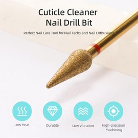 HYTOOS 4mm Long Bud Cuticle Clean Nail Drill Bit, Titanium Series Russian Diamond Nail Bits Professional Safety Under Nail Cleaner for Cuticle Dead Skin, Electric Nails Accessories, Fine