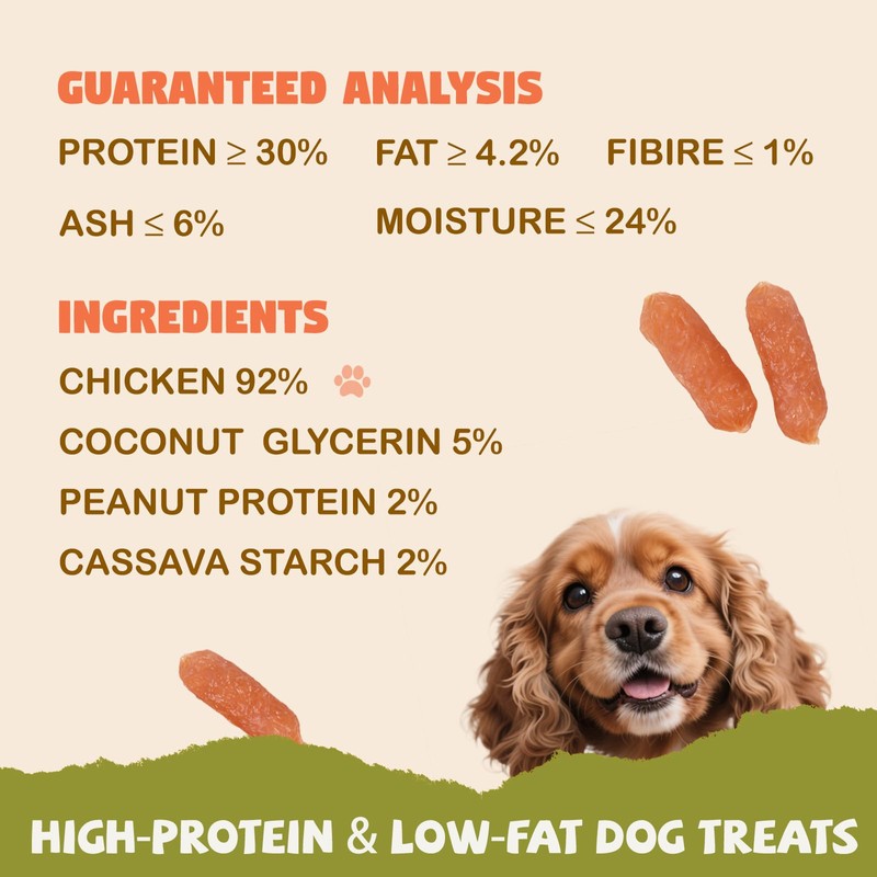 Furmate Dog Treats, Soft Chicken Sausage Jerky for Dogs, Real