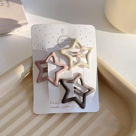 Gradient Color Star-Shaped Hair Clips Set, Cool and Sweet Gal hair pin, 3-Pack Fashion Hair Accessories (Tan)