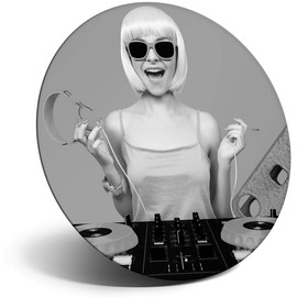 Destination Vinyl ltd Magnet for Refrigerator, Fridge BW - DJ Lady Pop Art Music Modern for Office, Cabinet and Whiteboard, Magnetic Stickers, 42804