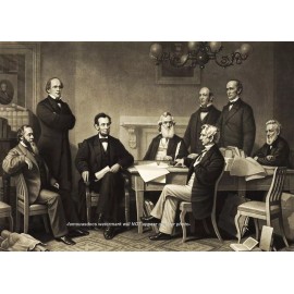 Abraham Lincoln Reading Emancipation Proclamation PHOTO With His Cabinet members