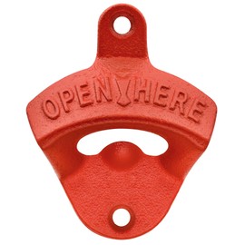 Luwanburg Red Cast Iron Bottle Opener Wall Mounted Beer Cap Opener Post Mountable for Wood Board Cooler Table Decor