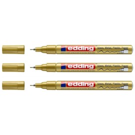 Edding Set of 3 Marker Pens Glossy 780 Fine Point Gold 0.8mm