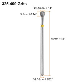 HARFINGTON 13pcs 325-400 Grits Diamond Grinding Bit 3.5mm Ball Head 2.35mm Shank 3.5mm Length Stone Sanding Drill Bits Rotary Tool for Ceramic Glass Nails Grinding Polishing