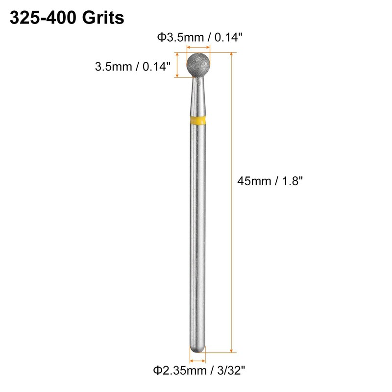 HARFINGTON 13pcs 325-400 Grits Diamond Grinding Bit 3.5mm Ball Head