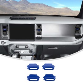 Linskip Dash Vent Insert Covers Compatible with Ford Bronco 2025 2024-2021, Air Vent Knob Trim Kit for Ford Bronco Interior Accessories(Blue)