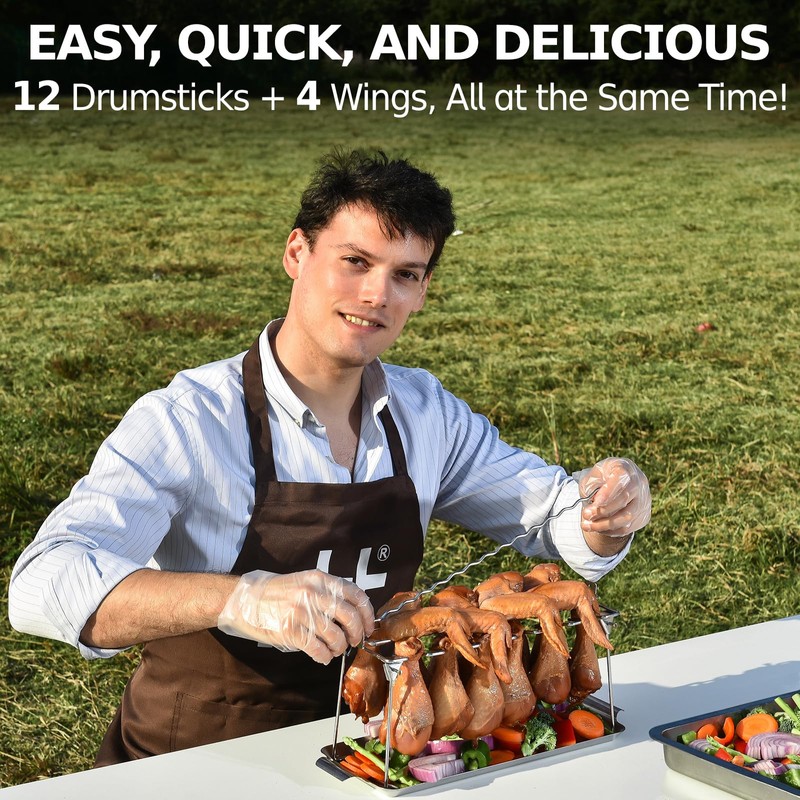 Chicken Leg Rack for Grill with Drip Tray Chicken Wing