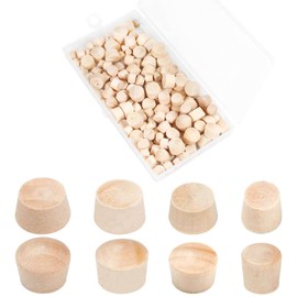 MroMax 160Pcs Round Wood Plugs 4 Sizes Screw Hole Plugs 3/16 Inch, 5/16 Inch, 3/8 Inch, 1/2 Inch Wooden Button Plugs Round-Head Screw Covers Wood Caps for Furniture Decoration Woodworking