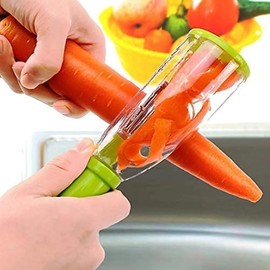 Bonano 2 Pieces set of Peeler with container Stainless steel blade,Both fruits and vegetables are suitable., 9*5*2
