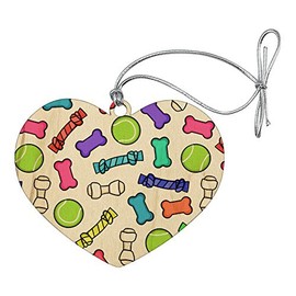 GRAPHICS & MORE Doggie Chew Toys Bone Rope Tennis Ball Pattern Heart Love Wood Christmas Tree Holiday Ornament