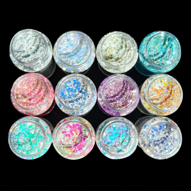 s 1box White 2oz Sparkly Holographic Silver Chunky Glitter for