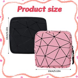 2-Piece Sanitary Napkin Holder, Period Bag, Sanitary Napkin Storage Bag, Women's Bag with Zipper, Portable Panty Liner Bag for Women, Teens, Girls, Ladies (Black+Pink)