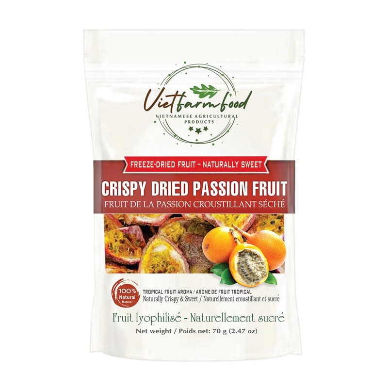 CRISPY DRIED PASSION FRUIT 2.47 oz (70g) VIETFARMFOOD: Freeze-dried, no