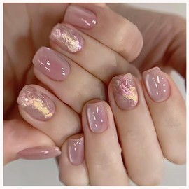 Miss Mumu Nail Tips, 24 Pieces, Short Nail Tips for Spring and Summer, Simple, Cute, Popular, Nail Sticker, Bridal Nails, Glossy, Fake Nails, For Coming-of-Age Ceremony, Wedding, School Entrance