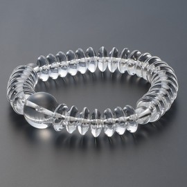 Butsudanya Takita Shoten Special Bracelet Natural Stone Bracelet, Genuine Crystal, Flat Ball, 0.5 x 0.2 inches (12 x 5 mm), Inner Circumference: Approx. 6.9 inches (17.5 cm) ◆ Prayer Beads Bracelet,