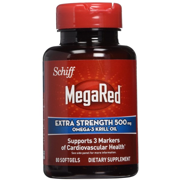 Omega-3 Fish Oil Supplement 500mg - Megared Extra Strength Softgels (80 Count In A Box), Krill Oil No Fishy Aftertaste (Pack of 2)