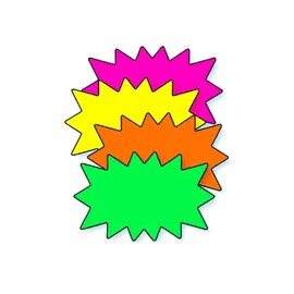 Multi-Colored Fluorescent Solar Burst Sign Cards - 9"W x 6"H - Pack of 100