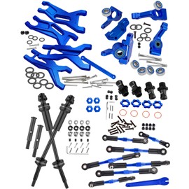 RCMYou Upgrades Part for 1/10 Slash 2WD/Slash 2WD VXL,Drive Shaft CVD Axles,Alloy Front Rear Suspension Arm,Caster Block,Steering Blocks,Rear Stub Axle Carriers,Turnbuckles Camber Links,Navy Blue