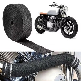 Unbranded Black 2'' 10M Exhaust Header Heat Wrap Trap Car Motorcycle Fiberglass +6 Ties