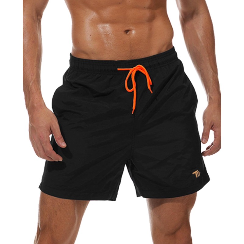 YSENTO Men's Knee-Length Surf Shorts, Beach Swim Trunks with Mesh