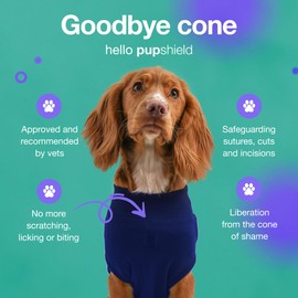PupShield - Dog Surgery Recovery Suit Male and Female - All Dog Sizes - Easy to Use Anti Licking Design Breathable Comfortable - Spay & Neuter Recovery Suit - Surgical Onesie - Cone Alternative