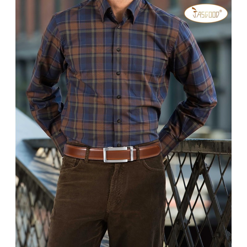 JasGood Men's Belt Automatic Ratchet Leather Belt Adjustable Leather Belt