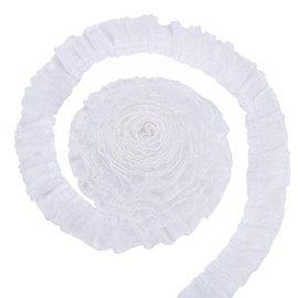 BENECREAT Lace Trim, Approx. 28.9 ft (7.3 m), 8 Yards, White, 1.6 inches (40 mm), Wavy Lace Trim, Ruffle Lace Ribbon, Polyester Pleated Lace Trim, Decorative Lace, DIY Clothes, Curtains, Crafts,
