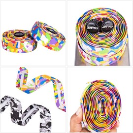 BESPORTBLE Tape, 2-Piece Padded Bicycle Handlebar, Colorful Printed, Synthetic Sponge, Drop Bars Road Bike, 215X3X0.22CM, 39.4g