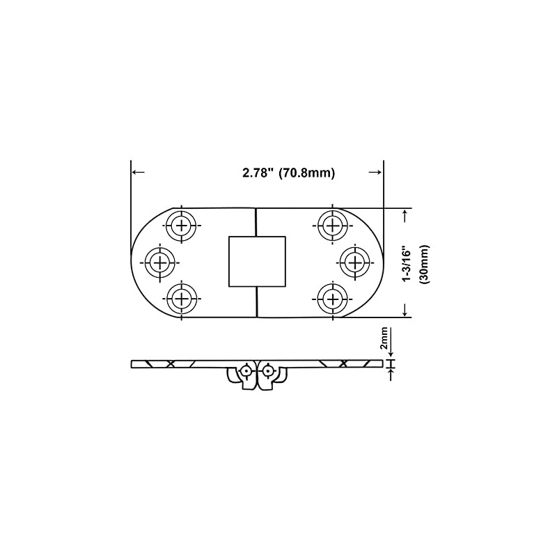 QCAA Solid Brass Table Folding Flip Top Hinge, 2-3/4"x1-3/16, Polished