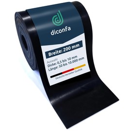 diconfa Rubber Strips 200 mm x 20 cm Wide – Thickness 1 to 20 mm – Length: 0.05 to 10 m – Selection: 50 mm (5 cm) Long, 1 mm Thick – Rubber Mat Sold by the Metre Narrow Rubber Underlay Rubber Plate
