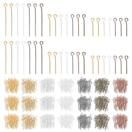 Lusofie 1400pcs Eye Pins for Jewelry Making Eye Pins Open Head Pins Mixed Eye Pins Jewelry Findings for Jewelry Making Supplies(7 Colors)