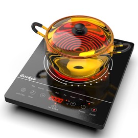 Cooksir Single Burner Electric Cooktop, Portable One Burner Electric Stove, 1800W Small Infrared Electric Burner with Safety Lock, Timer, Overheat Protection, Touch Control, 110V-120V Plug in
