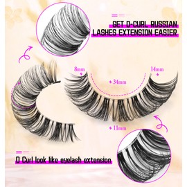 Russian Strip Lashes D Curl zanlufly Fluffy Wispy Clear Band False Eyelashes Cat Eye 6D Lashes Pack