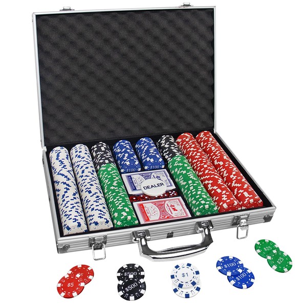 Comie Poker Chips with Numbers,500PCS Poker Chip Set with Aluminum Travel Case,11.5 Gram Poker Set for Texas Holdem Blackjack Gambling.
