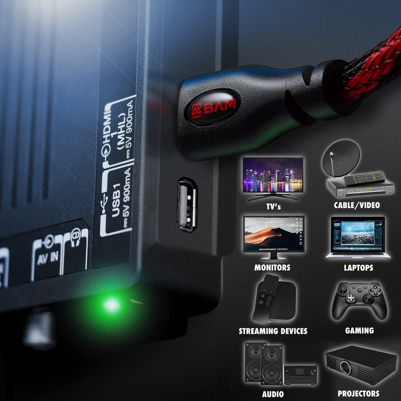 Bam 3 Pack High Speed 4K HDMI Cables - 25'