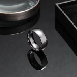 King Will Basic 2mm 4mm 6mm 8mm Tungsten Wedding Band Ring for Men Women Silver/Gunmetal/Black Domed High Polish Tungsten Carbide Ring Comfort Fit 4-15 - 8mm Gunmetal Size 13