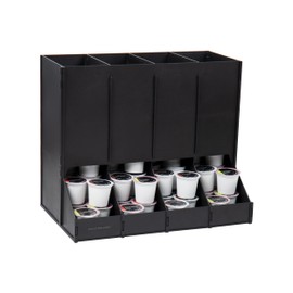Mind Reader 4-Compartment Single Serve Coffee Pod Dispenser, 120 Pod Capacity, Breakroom, 14.5" L x 9" W x 12.25" H, Black