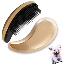 DEEUCHIS Small Dog Brush, Soft Pet Grooming Brush for Shih Tzus, Yorkies, Maltipoos, Maltese, Puppy Massaging Hair Brush, Cat Brush, for Small Animals Rabbits of All Hair Types (Golden)