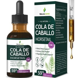 Selvaherb Horsetail Herb (Cola de Caballo Hierba) Drops for Body Detox Support, 7-in-1 Herbal Supplement for Urinary Tract & Digestive Health with Dandelion Burdock Extract. 2oz