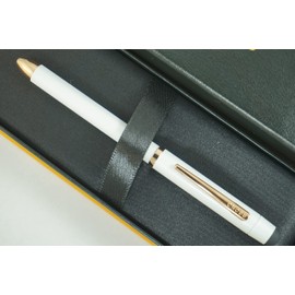 A.T. Cross Limited Edition Tech3+ Pearlescent Stormy White and 23KT Gold Appointments Multi-function Pen - 0.5 MM Lead Size Pencil, Black Ink Refill, and Red Ink Refill in One Pen.