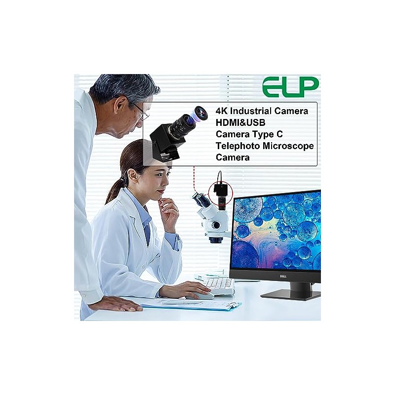 ELP Cámara USB HDMI 4K - Cámara web con zoom