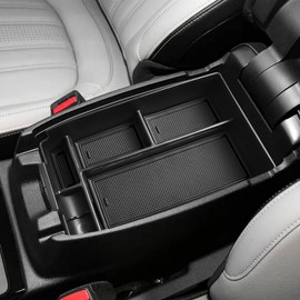 HGWEI Center Console Organizer Compatible with Ford Escape 2020-2026/Bronco Sport 2021-2025 Accessories, Insert Armrest Box Secondary Storage Tray Black ABS Materials (Not for U725 2-Door)